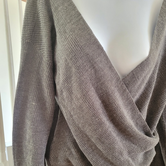 Bar III Surplice Sweater Heather Grey - Picture 6 of 10